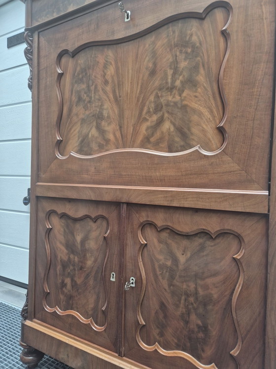 Beautiful antique Biedermeijer secretaire / cabinet, Sideboard, Wood, Brown (photo 8 of 13)