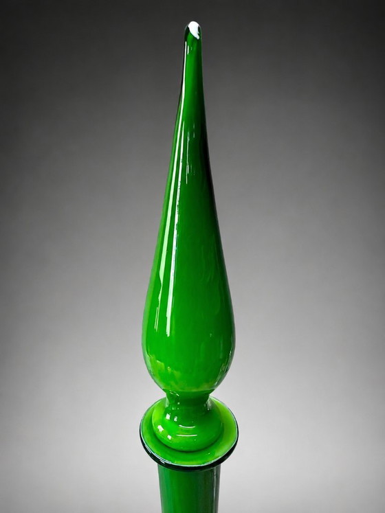 Image 1 of Grande bouteille/carafe Genie en verre Empoli – design italien – vert – vers 1960-1970 – 65 cm