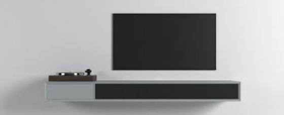 Image 1 of Hanging TV cabinet clic with fabric doors for sound