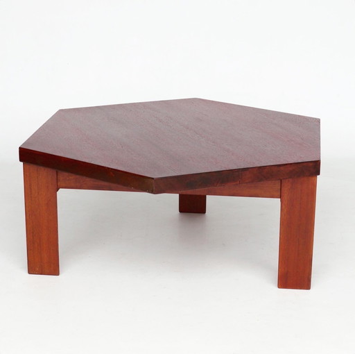 Mahogany Hexagonal Coffee Table by Wim Den Boon, 1960s