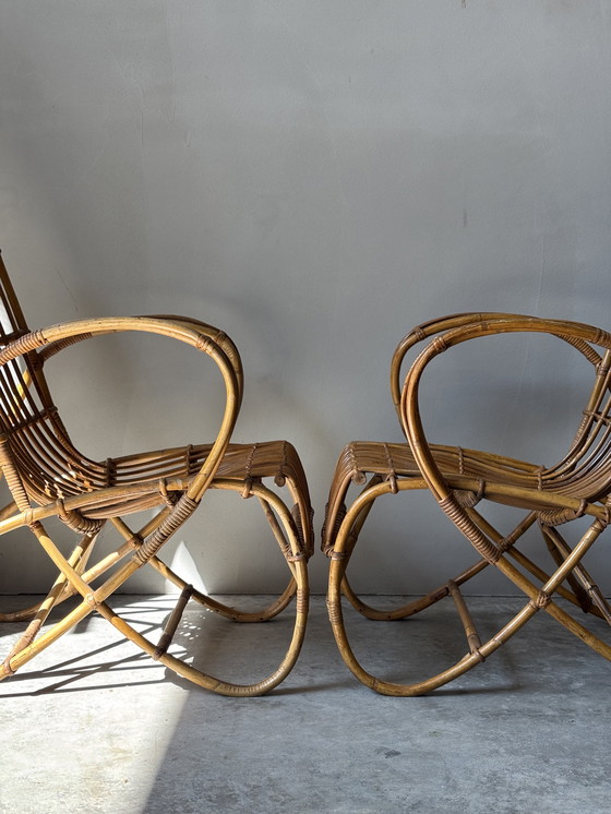 Image 1 of 2x Vintage rotan fauteuil