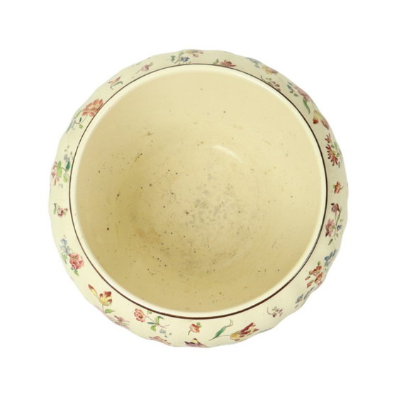 Image 1 of Large Polychrome Flower Pot Cache Pot Longchamp France 36cm