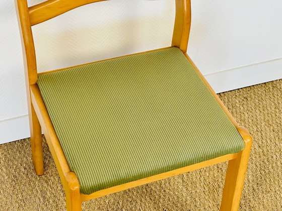 Image 1 of Set di 4 sedie da pranzo vintage in faggio e velluto a coste verde, 1960