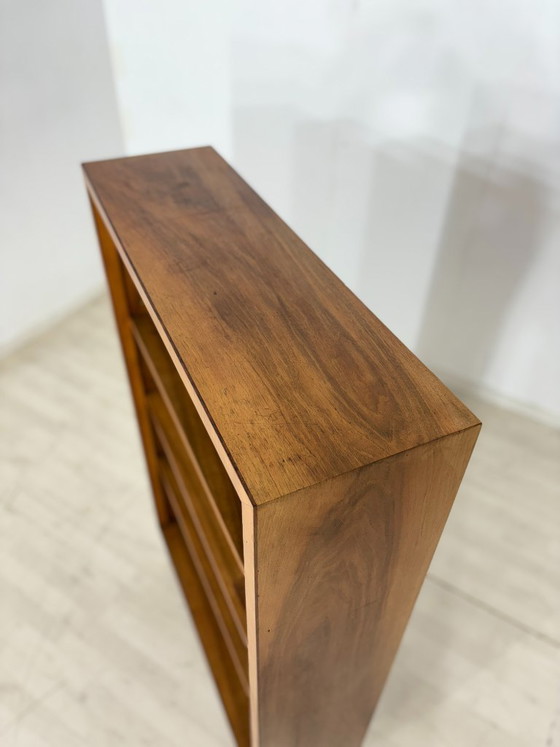 Image 1 of Elegant Art Deco walnut shelf / antique bookcase / cabinet with compartments from 1928
