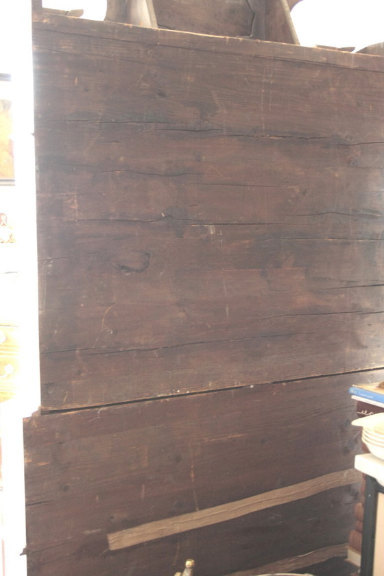 Image 1 of Originele Lombardische Italiaanse trumeau van walnoot en walnootwortelhout, 19e eeuw, Noord-Italië