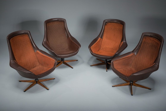 Image 1 of  Set of Scandinavian Swivel Armchairs by H.W. Klein for Bramin, 1960s set 4