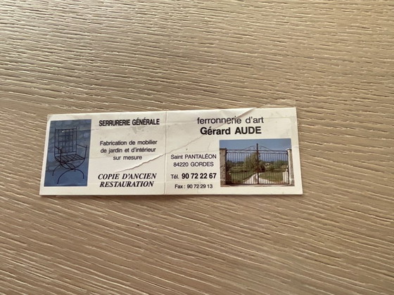 Image 1 of Wrought iron dining room table with 6 chairs made in Provence by local art smith (2005).