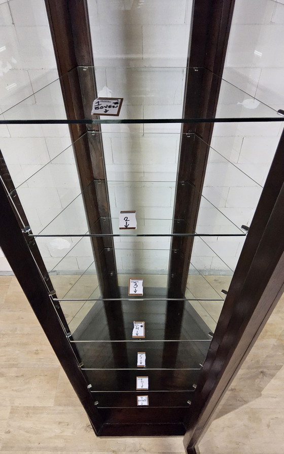 Image 1 of Vitrina antigua de madera de gran tamaño con forma hexagonal (alto 206 cm) (vitrina curiosa)