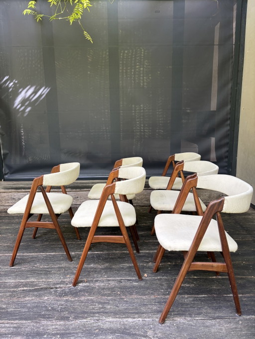 6 Originele Deense Vintage Stoelen van Thomas Harlev (Nr 205, Farstrup Mobelfabrik) – eetkamerstoelen, Wood (photo 2 of 12)