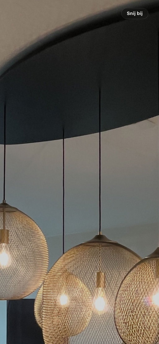 Lampada a sospensione marocchina a 5 lampadine, colore oro