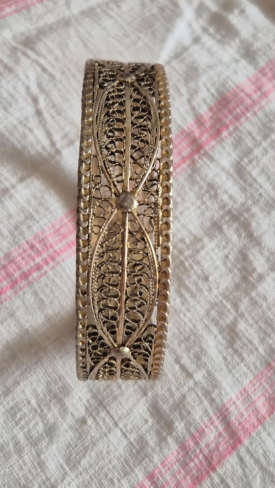 Antique filigree silver bangle bracelet – Golden reflections – Decorative Objects (photo 3 of 6)