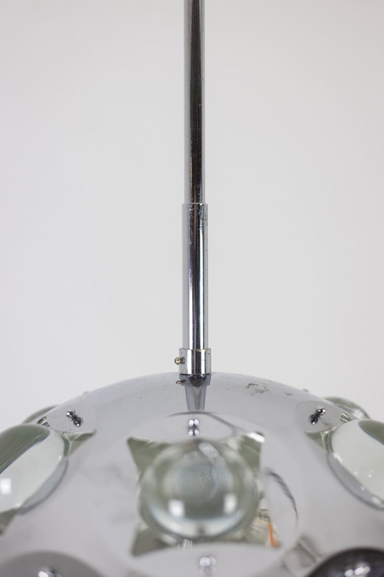 Image 1 of Oscar Torlasco. Satellite" chandelier in chromed metal. Circa 1970.