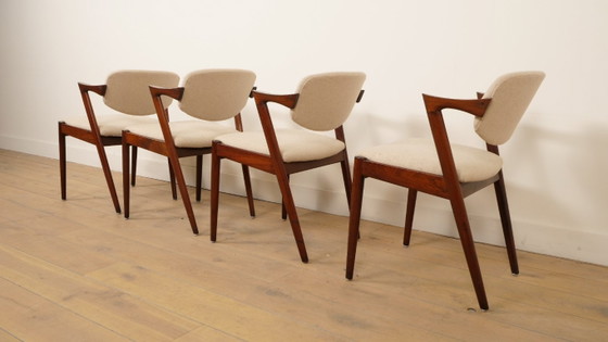 Image 1 of Juego de 4 sillas de comedor | Kai Kristiansen | Silla Z - modelo 42 | Palisandro