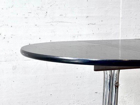 Image 1 of Black extendable table with chrome frame, 1970s