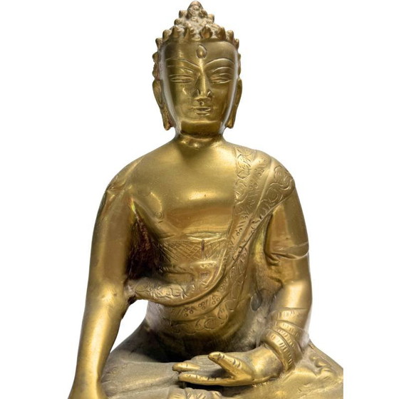 Vintage Bronze Shakyamuni Buddha Statue - 24.5 cm - Hand-engraved - 1970s – Sculpture (photo 9 of 10)