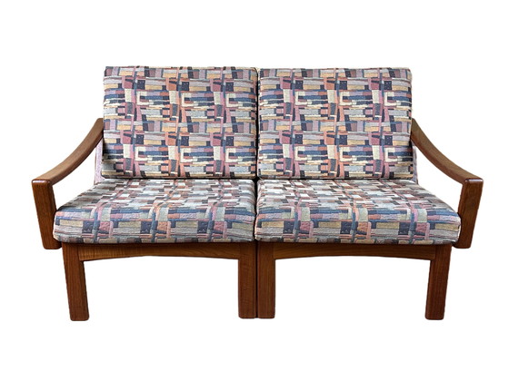 Image 1 of 60s 70s teak couch sofa 2-seater by Glostrup Møbelfabrik Denmark Design