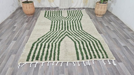 Alfombra de lana verde hecha a mano, por encargo, tamaño 1,5/2,5 m – Ahrend, vloerkleden en tapijten, Wool (photo 2 of 5)