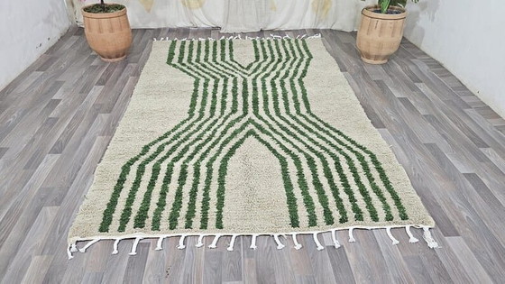Alfombra de lana verde hecha a mano, por encargo, tamaño 1,5/2,5 m – Ahrend, Wool (photo 2 of 5)