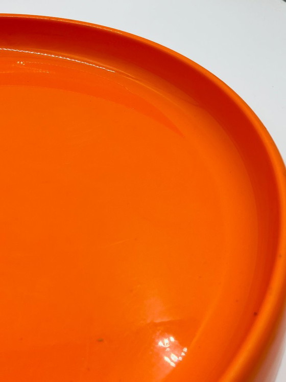Large Orange Space Age Round Tray, Bowls, Plastic, Modern (photo 6 of 9)