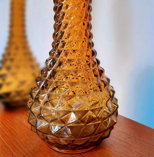 Sixties Amber Colored Empoli Vase With The Texture Of A Pineapple 🍍