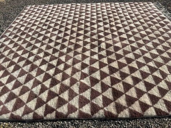 Tappeto berbero marocchino molto grande crema e bordeaux 450x300 cm con motivo triangolare. – Tappeti, Lana (photo 2 of 11)