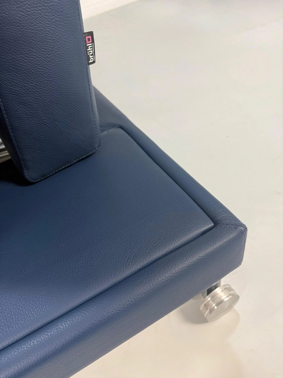 Image 1 of Brühl Moule Sofá Grande Leder Blau Schlafsofa Schlaffunktion
