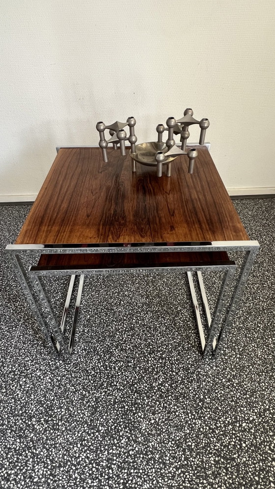 Mid Century Desig Tavolini Palissandro – Wood, Chrome (photo 5 of 8)