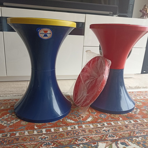 Set Vintage Tam Tam Hocker – Stempel aus den 1990er Jahren – inkl. ungeöffnetem Ersatzsitz