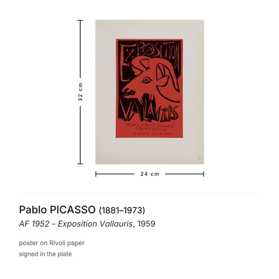 Image 1 of Pablo PICASSO AF 1952 - Plakat der Ausstellung Vallauris 1959