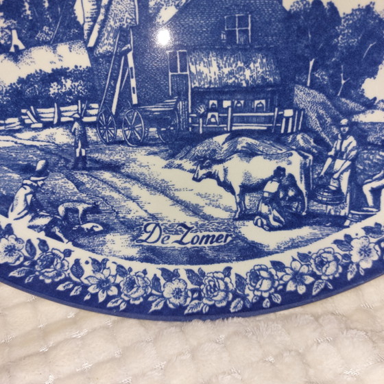 Image 1 of Delfts blauw sierbord seizoen de zomer