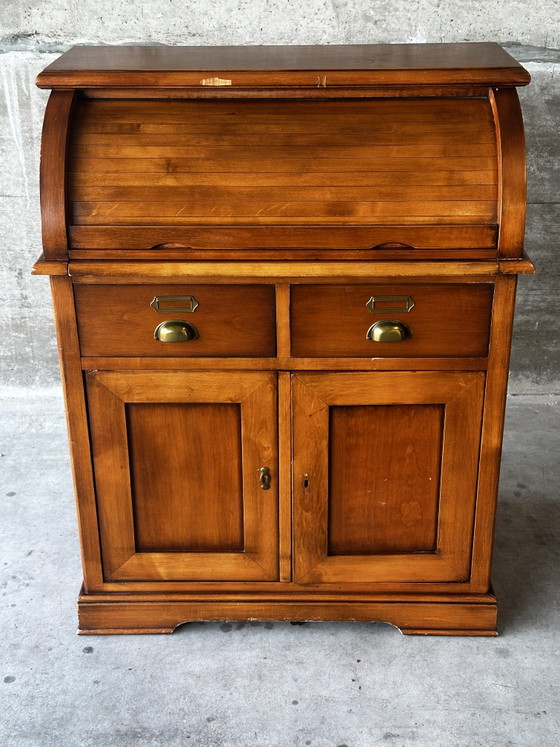 Roltafel van kersenhout – Klein opbergbureau, tweede helft van de 20e eeuw – Fabrication artisanale, Wood (photo 2 of 14)