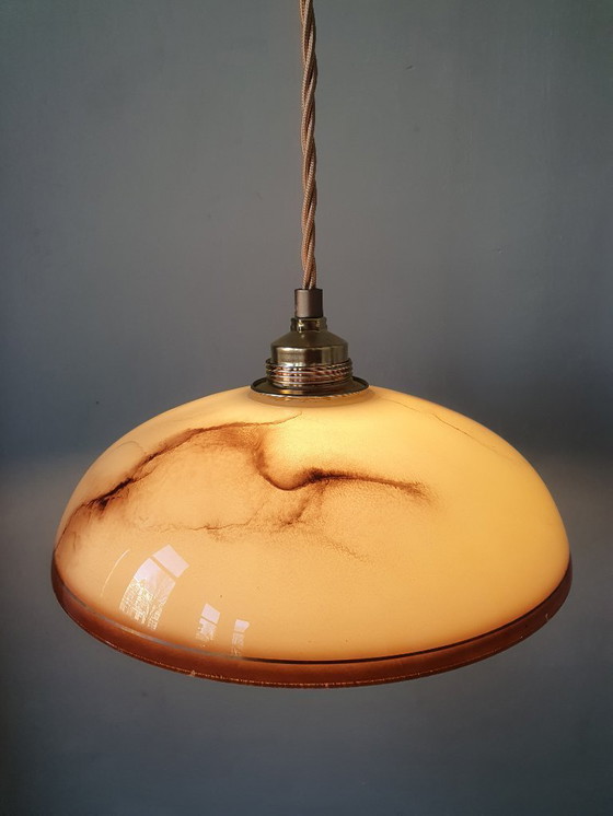 Image 1 of Set di lampade a sospensione vintage in opalino marmorizzato