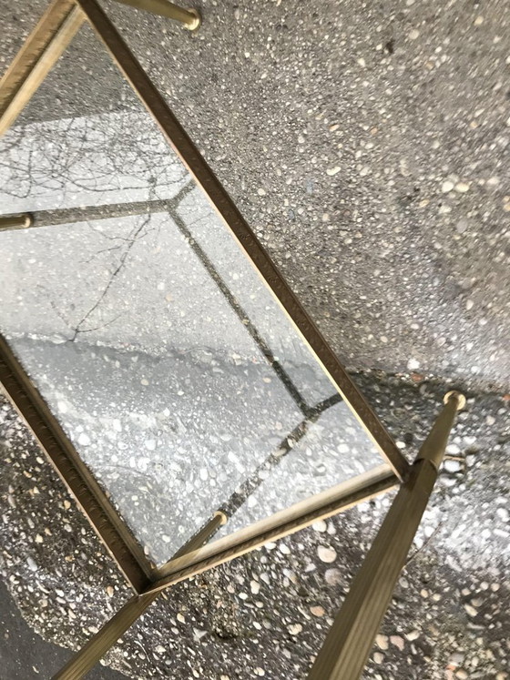Hollywood Regency Style Brass and Glass Two-Tier Side Table, 1960s (photo 9 of 10)