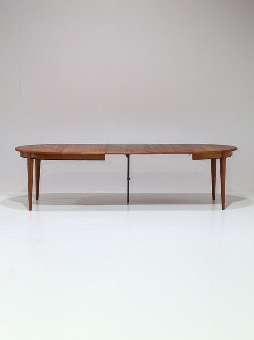 Extendable dining table Omann Jun 55 teak vintage Danish