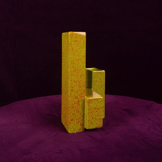Geometrische dubbelkoloms keramische vaas Space Age, Italië 1970 – Plantenbak, Ceramic (photo 2 of 20)