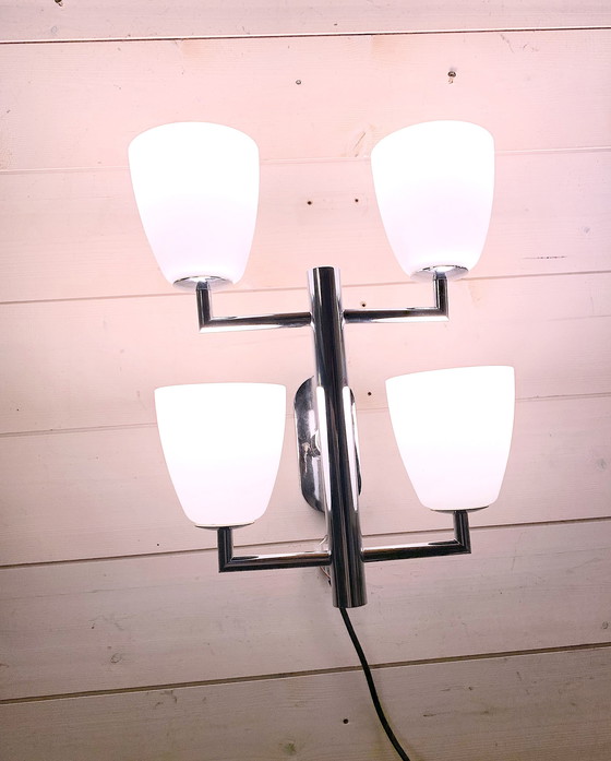 Image 1 of Fontana Arte, Set di 3 lampade da parete a 4 luci, Vetro di Murano bianco, Italia