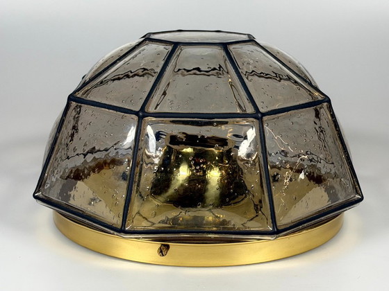 Image 1 of 1960s/70s ceiling lamp, Glashütte Limburg, Germany, Plafoniere, glass & metal