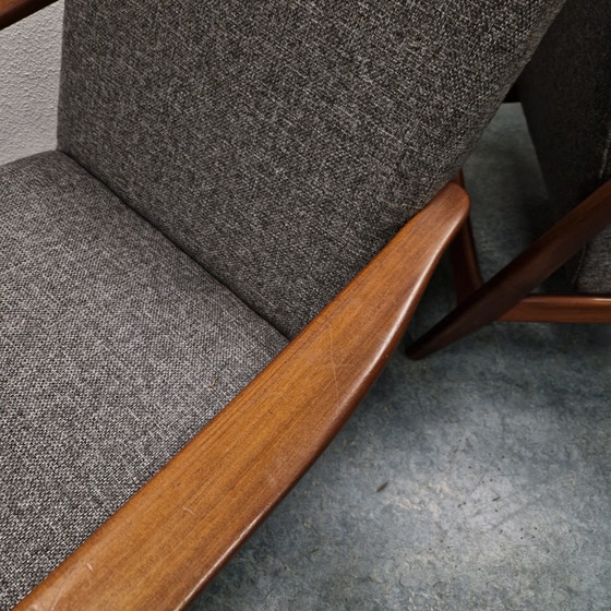 Ensemble de fauteuils vintage nouvellement rembourrés fauteuils danois mid-century – Textile, Wood (photo 10 of 15)