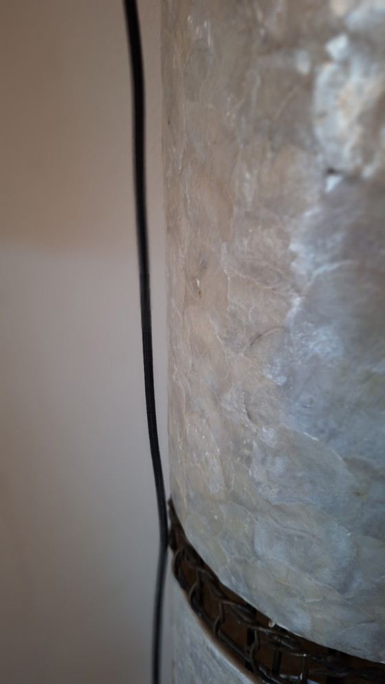 Image 1 of Lampadaire Ellipse vintage avec motif en nacre