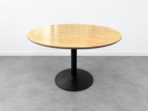 Runder Design Esstisch Eiche & Schwarz (Ø 120 cm)