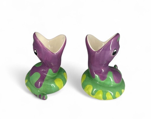 Hueveras de serpiente de IKEA (1999) – Cerámica pintada a mano, diseño Memphis/posmoderno de los años 90