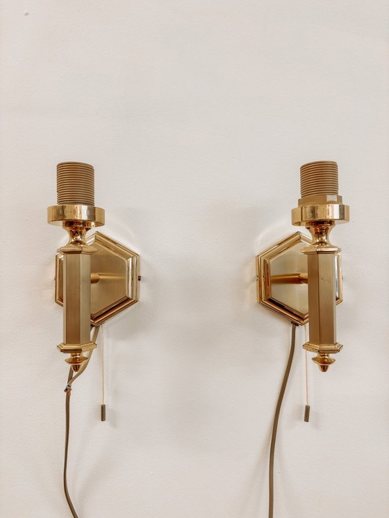 Image 1 of Brass vintage wall lamps, set of 2