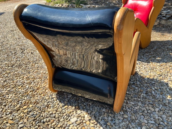 Coppia di Poltrone Vintage Design Postmoderno Him + Her Anni '70 '80 – Wood, Plastic (photo 7 of 15)