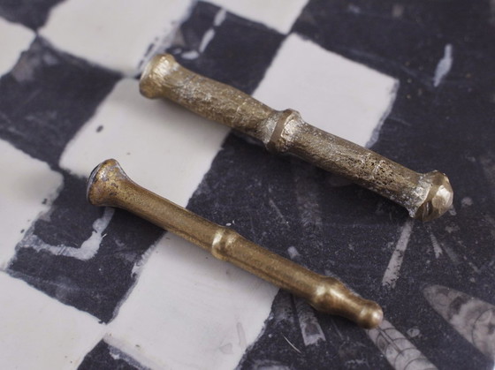 Image 1 of Messing vijzel en stamper set 2 vintage kleine kruidenmolen keuken decoratie apotheek verzamelobject metaal