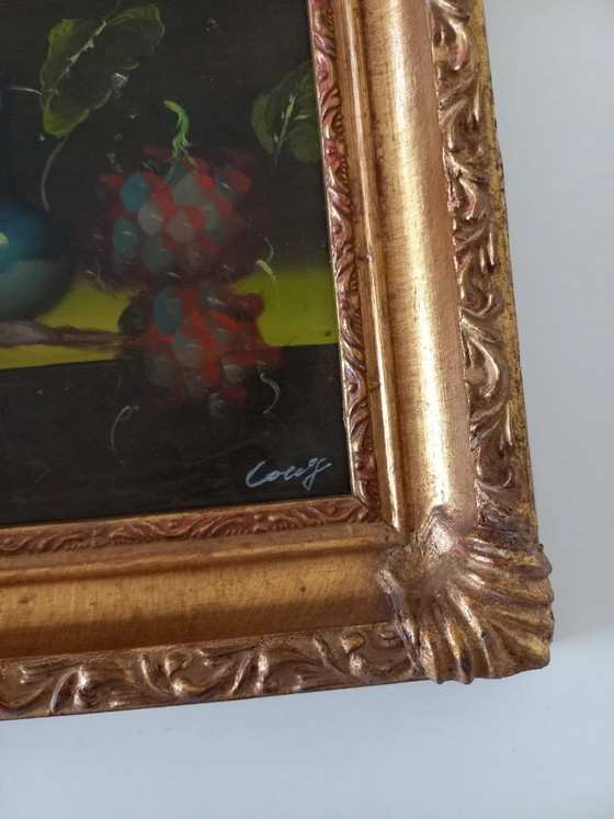 Image 1 of ORIGINAL Ölgemälde auf Karton inkl. Rahmen | Stillleben/Weintrauben | Signiert
