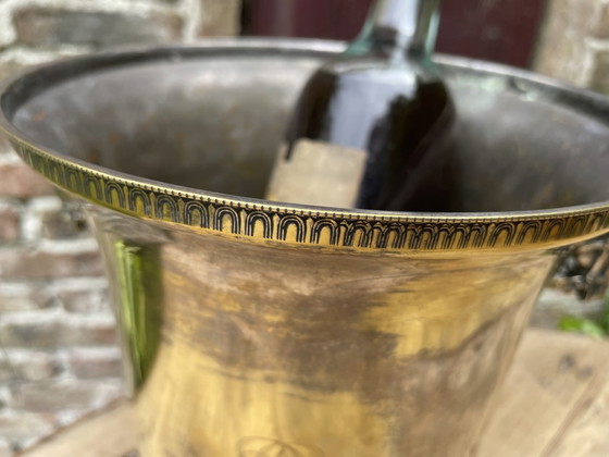 Image 1 of Enfriador de champán Enfriador de vino Louis Roederer plateado con cabezas de caballos