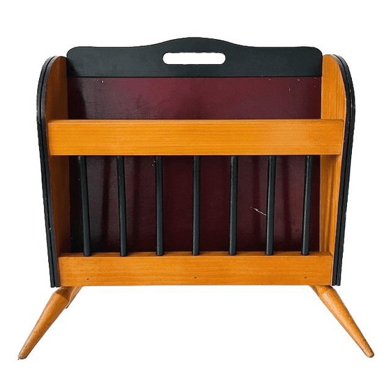 Image 1 of Vintage Mid-century Danish design magazine rack retro reading bin 1960s