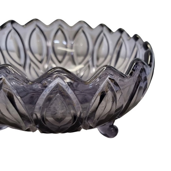 Bol Vintage Lausitzer Glaswerke Orion, Verre pressé violet (photo 6 sur 6)