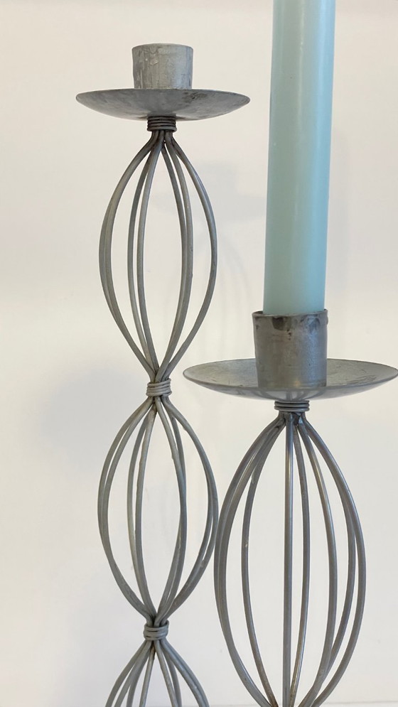 Image 1 of Portacandele geometrici, metallo grigio patinato