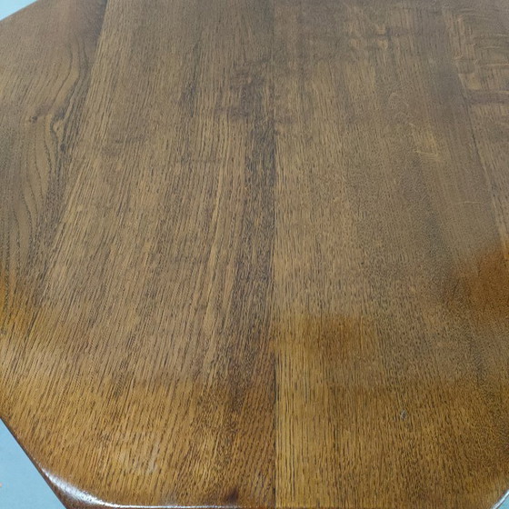 Image 1 of vintage Brutalist (style) Octagon eiken Salontafel of bijzettafel